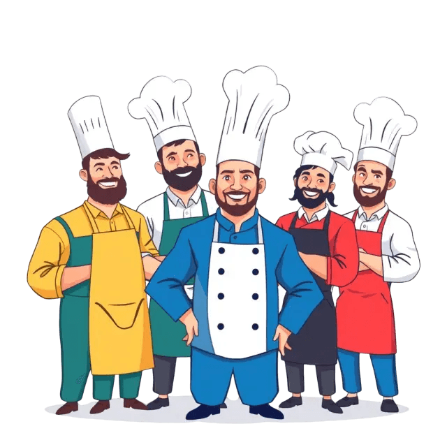 Illustration of a chef team