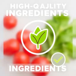 Premium ingredients symbolized by a leaf and checkmark
