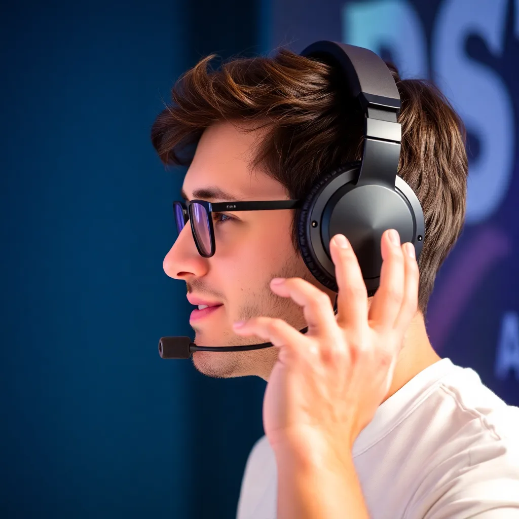 Person with headphones talking